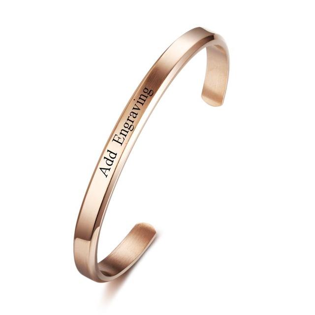 6mm Width Personalized Gift Engraved Name ID Bangle Unisex Stainless Steel Bangles-Customized Jewel