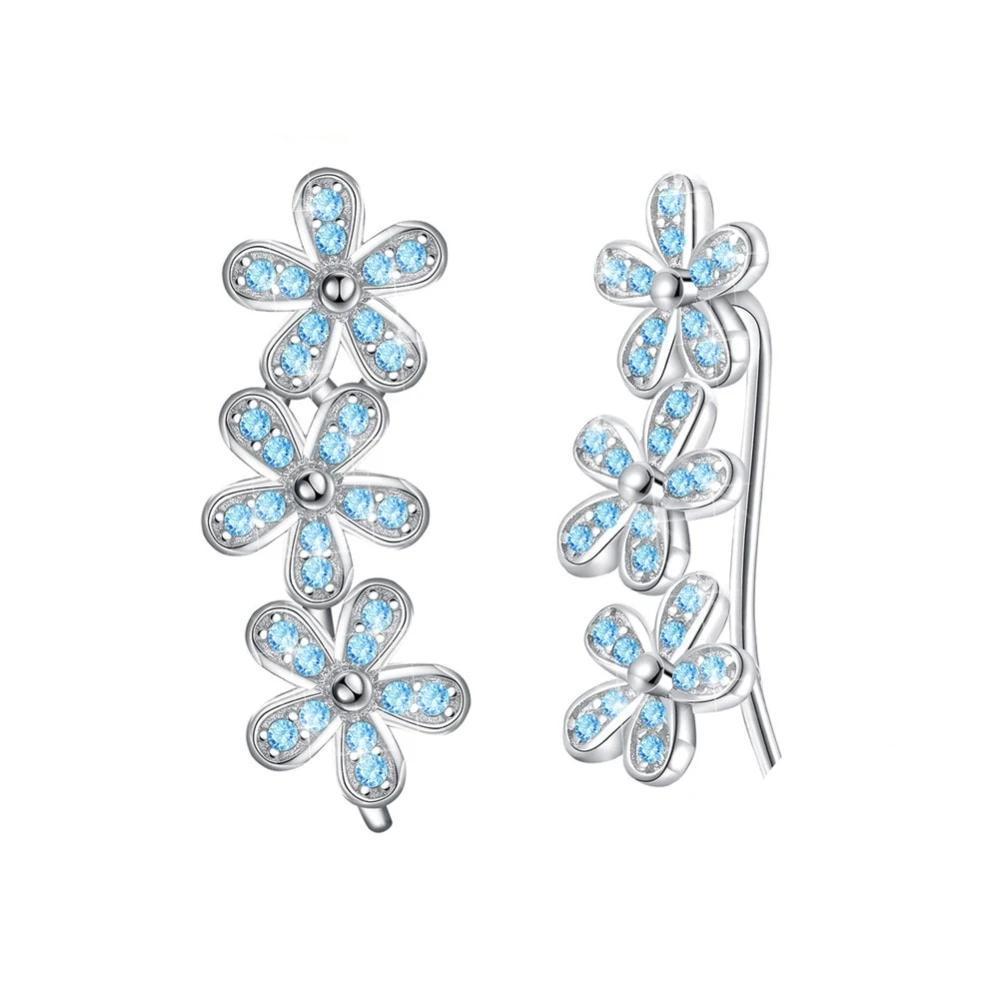925 Silver Stud Earrings For Women Decoration With Cubic Zirconia 2018 New Arrival Cute Flower Romantic Gift-Customized Jewel