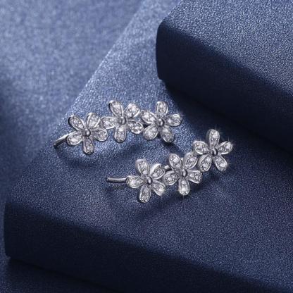 925 Silver Stud Earrings For Women Decoration With Cubic Zirconia 2018 New Arrival Cute Flower Romantic Gift-Customized Jewel