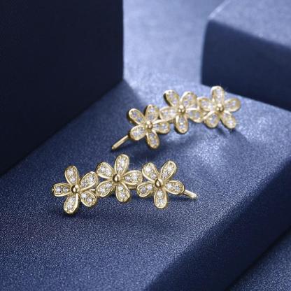 925 Silver Stud Earrings For Women Decoration With Cubic Zirconia 2018 New Arrival Cute Flower Romantic Gift-Customized Jewel