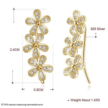 925 Silver Stud Earrings For Women Decoration With Cubic Zirconia 2018 New Arrival Cute Flower Romantic Gift-Customized Jewel