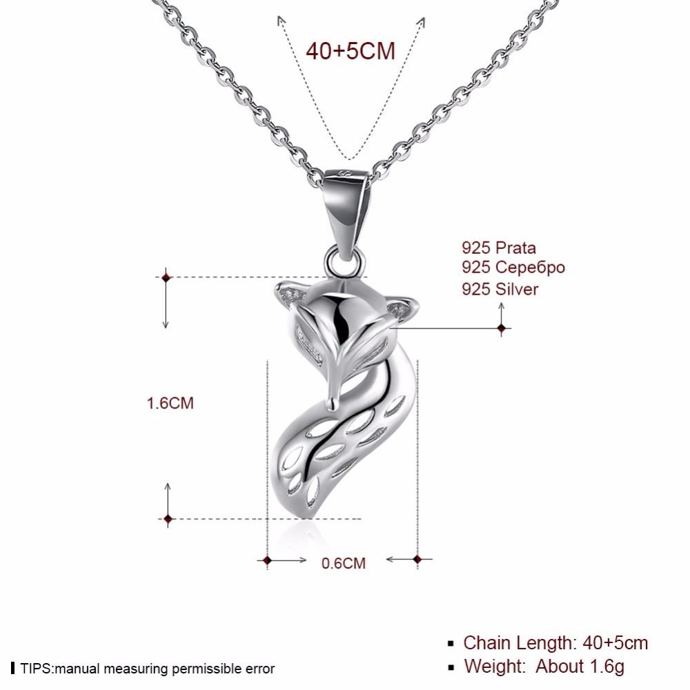 Trendy 925 Sterling Silver Fashion Necklace with Fox Shape Pendant, Women Party Jewelry-Customized Jewel