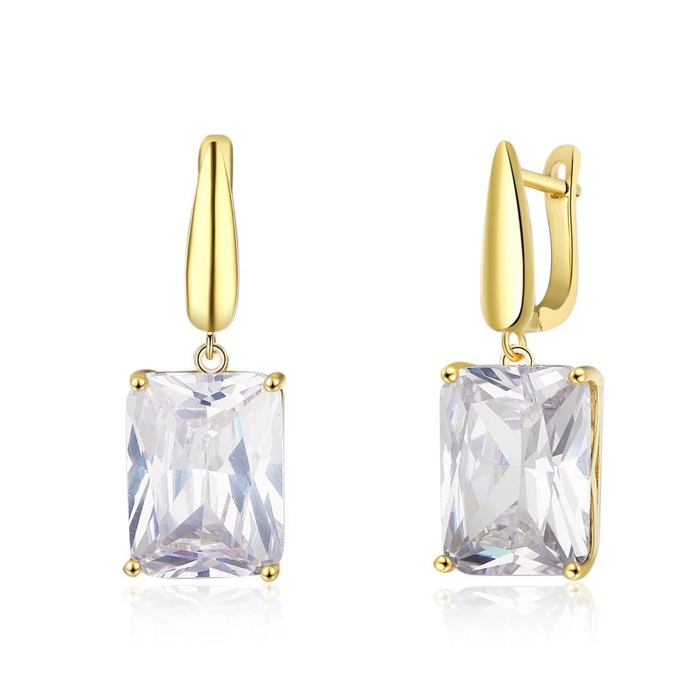 Square Cubic Zirconia Drop Earring Gold Color Fashion Party Jewelry Earrings For Women Best Gift For Her-Customized Jewel