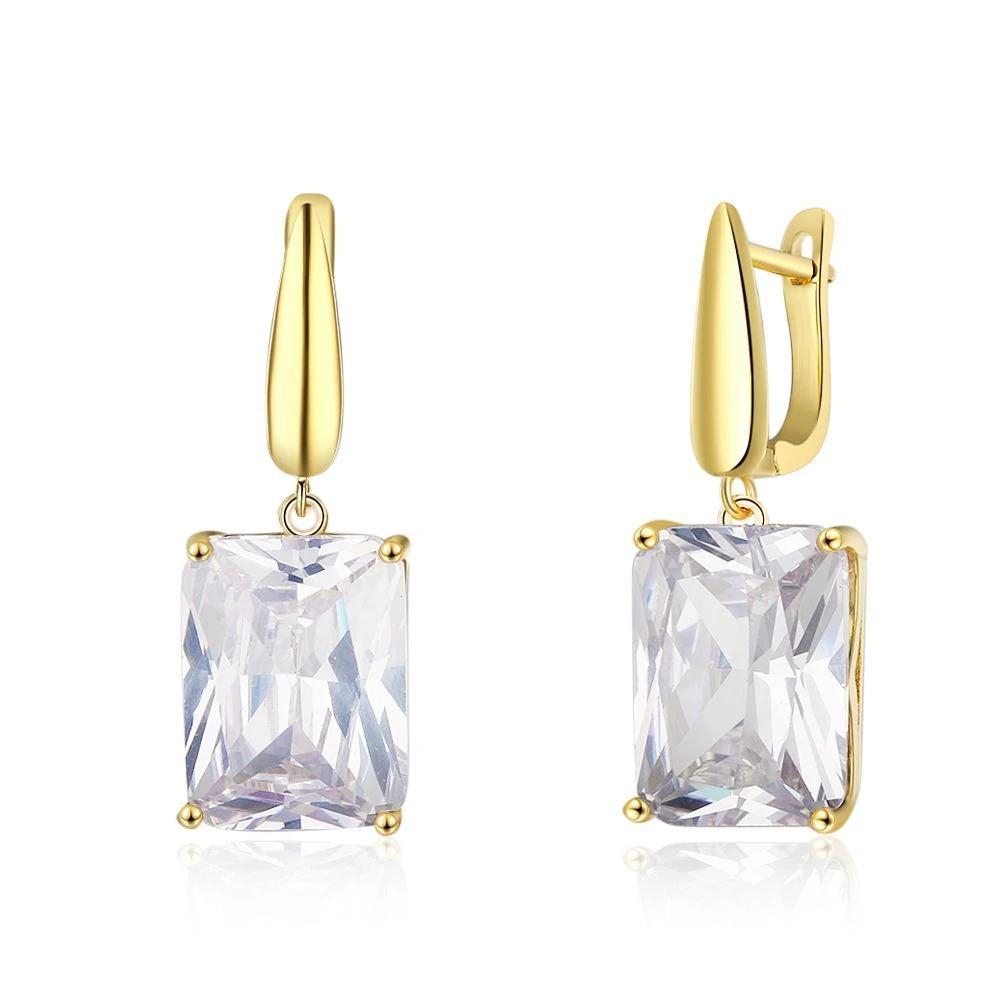 Square Cubic Zirconia Drop Earring Gold Color Fashion Party Jewelry Earrings For Women Best Gift For Her-Customized Jewel