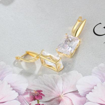Square Cubic Zirconia Drop Earring Gold Color Fashion Party Jewelry Earrings For Women Best Gift For Her-Customized Jewel