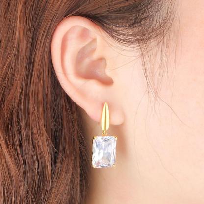 Square Cubic Zirconia Drop Earring Gold Color Fashion Party Jewelry Earrings For Women Best Gift For Her-Customized Jewel