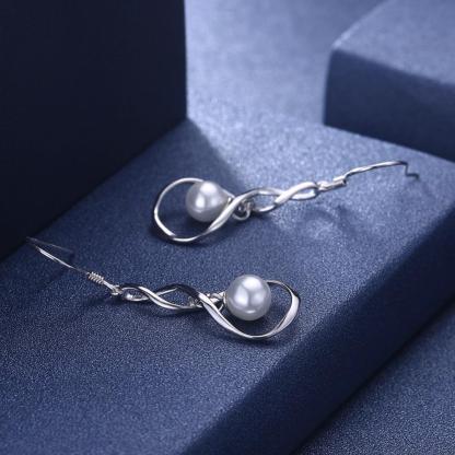 Women’s 925 Sterling Silver Drop Earrings with Pearl, Hypoallergenic, Valentine’s Day Gift for Ladies-Customized Jewel