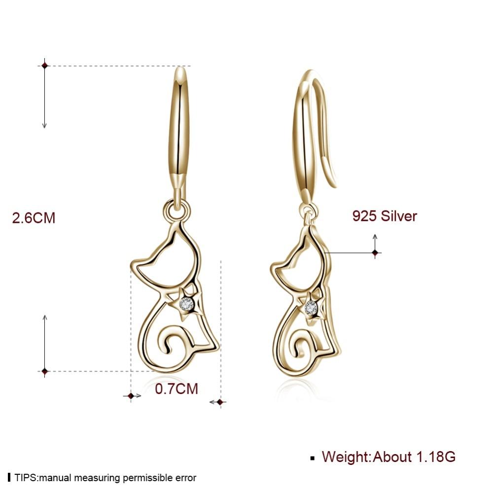 925 Sterling Silver Cute Cat Drop Earrings for Women, Hypoallergenic Hook Earrings Romantic Accessory, 2 Color Options -Customized Jewel
