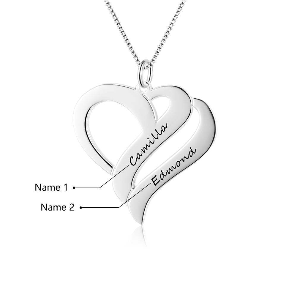 Personalized Women's 925 Sterling Silver Necklace with Heart Shape Engraved Name Pendant, Trendy Jewelry Gift for Her-Customized Jewel