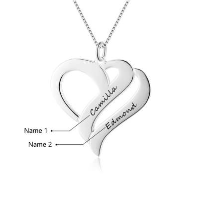Personalized Women's 925 Sterling Silver Necklace with Heart Shape Engraved Name Pendant, Trendy Jewelry Gift for Her-Customized Jewel