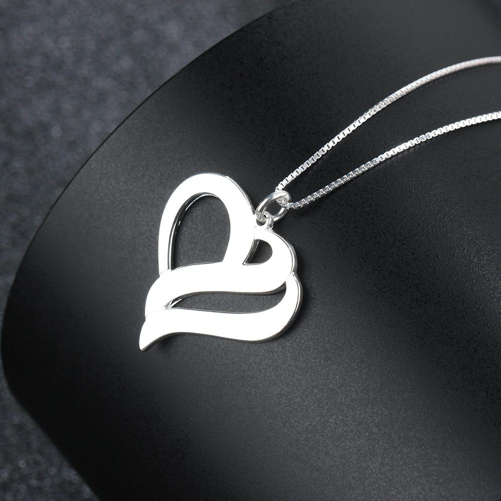 Personalized Women's 925 Sterling Silver Necklace with Heart Shape Engraved Name Pendant, Trendy Jewelry Gift for Her-Customized Jewel