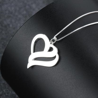 Personalized Women's 925 Sterling Silver Necklace with Heart Shape Engraved Name Pendant, Trendy Jewelry Gift for Her-Customized Jewel