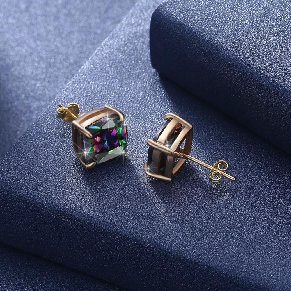 Fashion Jewelry 925 Silver Stud Earrings For Women Cubic Zirconia Colorful Stud Earrings Gift-Customized Jewel