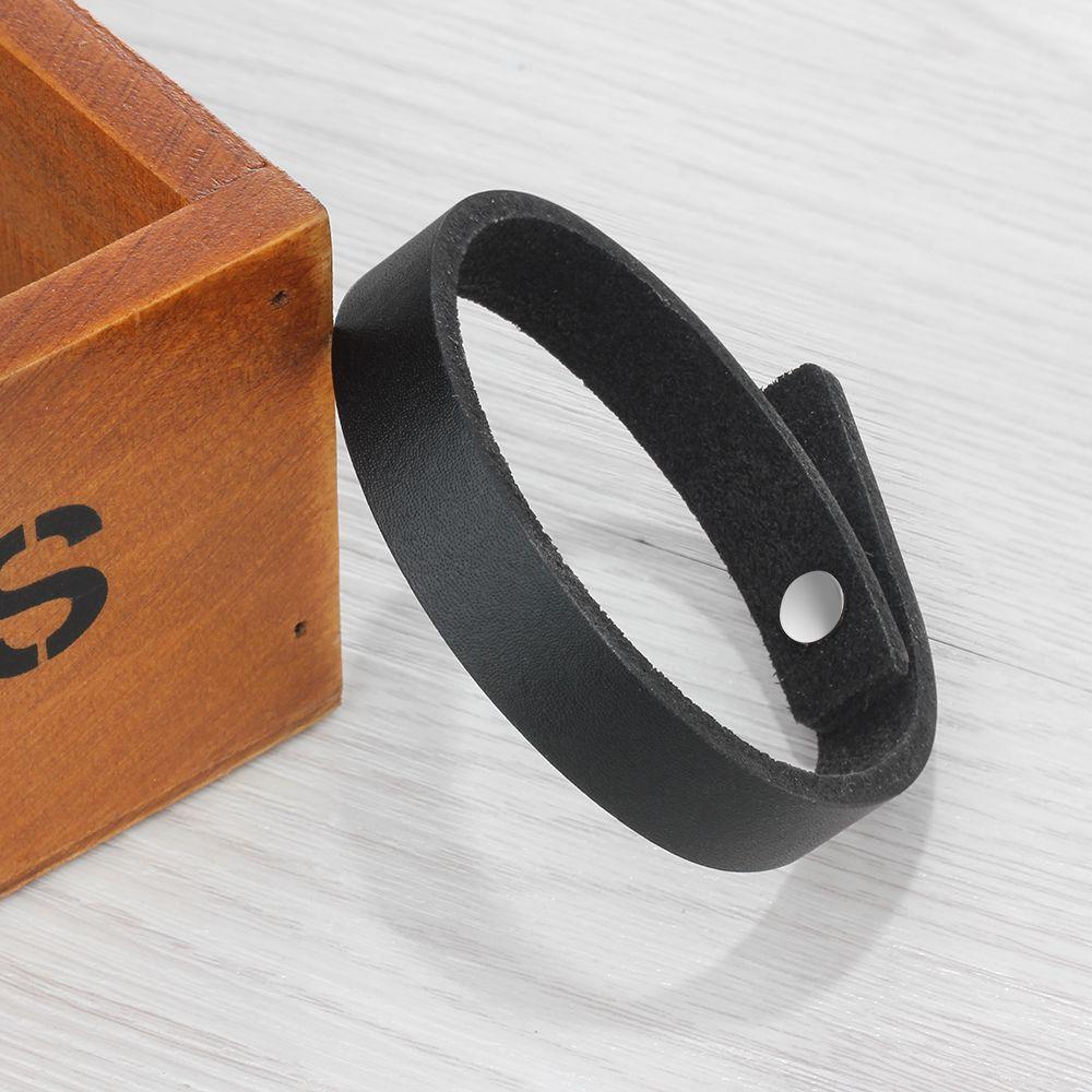 Genuine Leather Trendy Bracelets for Men, Engravable Black Wristbands, and Anniversary Gift for Him-Customized Jewel