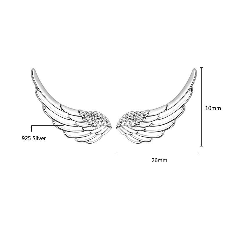 Fashion 925 Sterling Silver 2018 Angel Wing Stud Earrings for Women, Cute Anniversary Jewelry Gift-Customized Jewel
