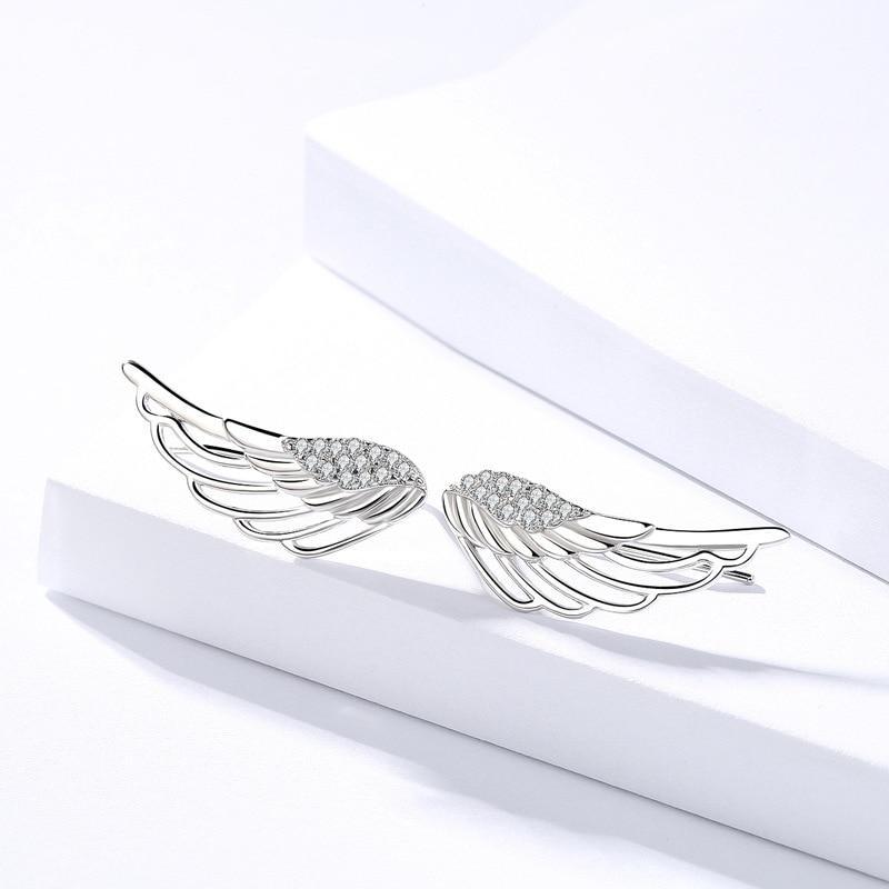Fashion 925 Sterling Silver 2018 Angel Wing Stud Earrings for Women, Cute Anniversary Jewelry Gift-Customized Jewel