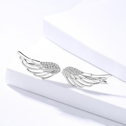 Fashion 925 Sterling Silver 2018 Angel Wing Stud Earrings for Women, Cute Anniversary Jewelry Gift-Customized Jewel
