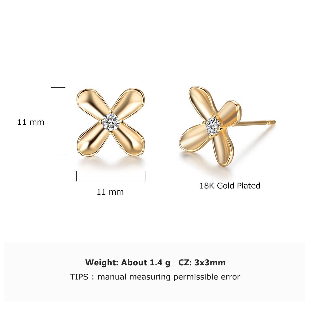 Gold Color Flower Design Stud Earrings Stainless Steel CZ Stone Shiny Earrings For Women Jewelry Gift for Her-Customized Jewel