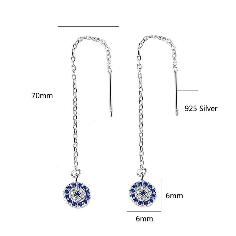925 Sterling Silver Bicycle Tire Drop Earrings with Blue Zirconia Stones, Trendy Long Ear Piece for Women-Customized Jewel