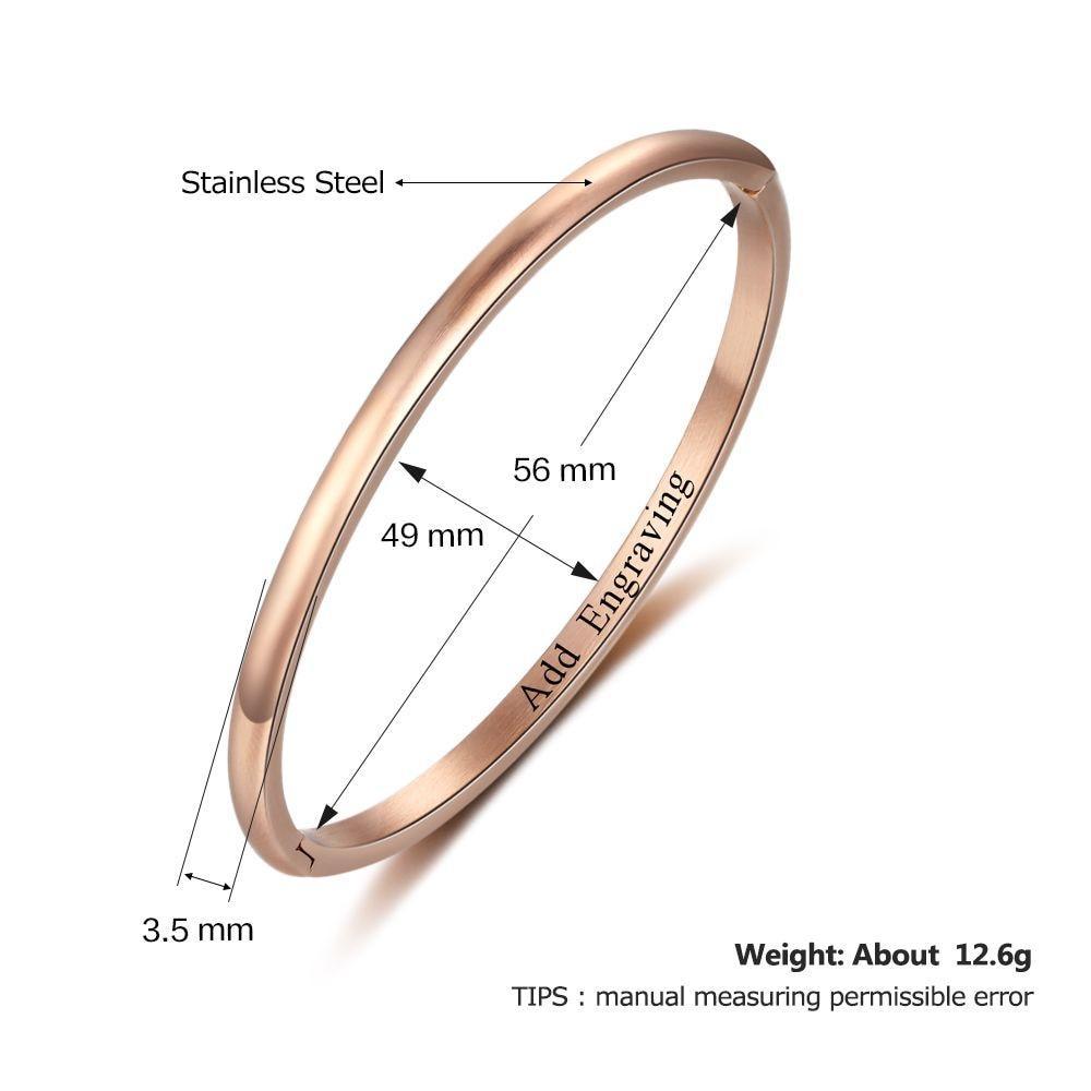 3 Colors Personalized Gift Engraved Name Inside ID Bangle For Women Stainless Steel Bracelets & Bangles-Customized Jewel