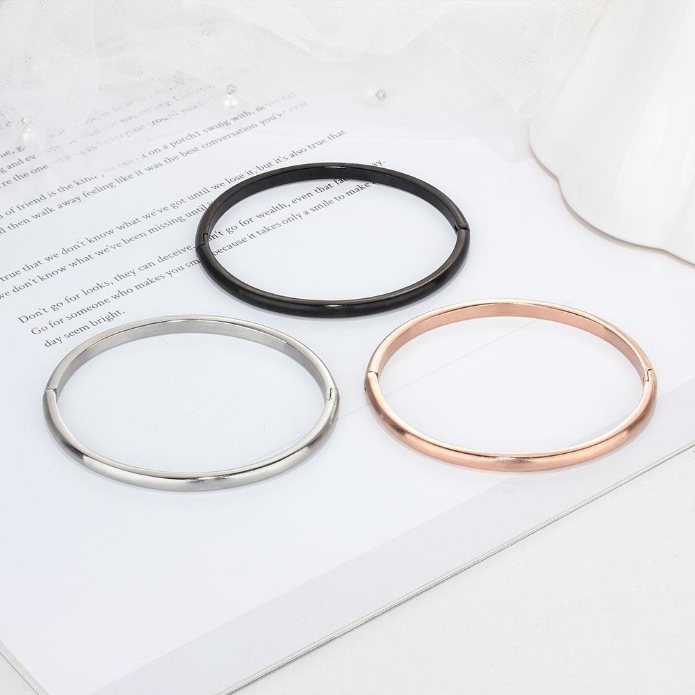 3 Colors Personalized Gift Engraved Name Inside ID Bangle For Women Stainless Steel Bracelets & Bangles-Customized Jewel