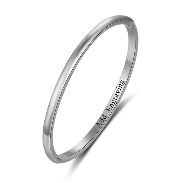 3 Colors Personalized Gift Engraved Name Inside ID Bangle For Women Stainless Steel Bracelets & Bangles-Customized Jewel