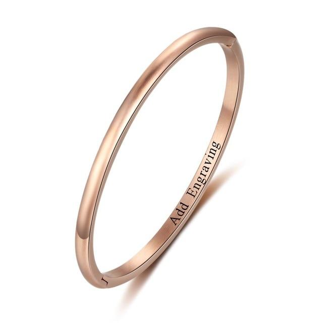 3 Colors Personalized Gift Engraved Name Inside ID Bangle For Women Stainless Steel Bracelets & Bangles-Customized Jewel