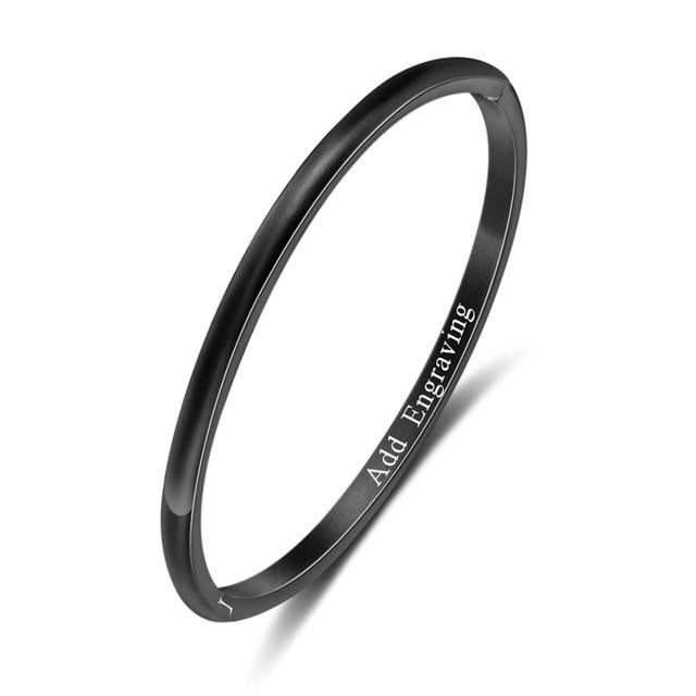 3 Colors Personalized Gift Engraved Name Inside ID Bangle For Women Stainless Steel Bracelets & Bangles-Customized Jewel