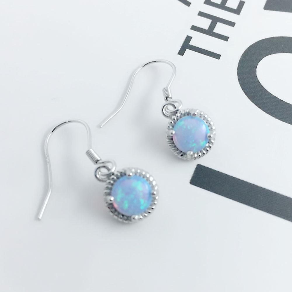 Romantic Round Opal Stone Earring 925 Sterling Silver Drop Earrings For Women Jewelry Anniversary Gift-Customized Jewel