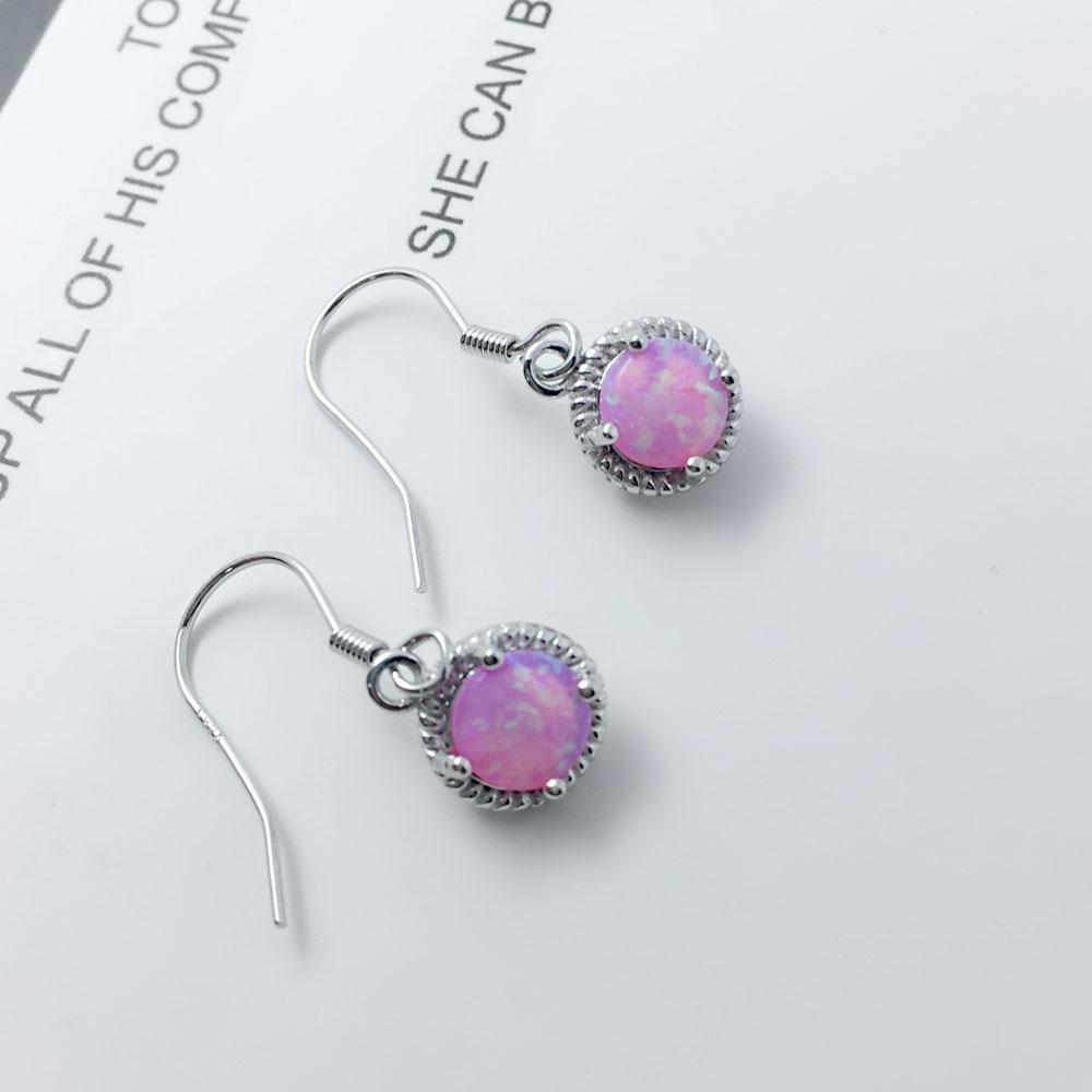 Romantic Round Opal Stone Earring 925 Sterling Silver Drop Earrings For Women Jewelry Anniversary Gift-Customized Jewel