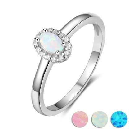 Classic Oval Shape Opal Stone Engagement Ring Soild 925 Sterling Silver Jewelry Accessorise Rings For Women-Customized Jewel