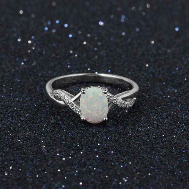 8mm Oval Cream Opal Stone Finger Ring Genuine 925 Sterling Silver Rings For Women Fashion Wedding Jewelry-Customized Jewel