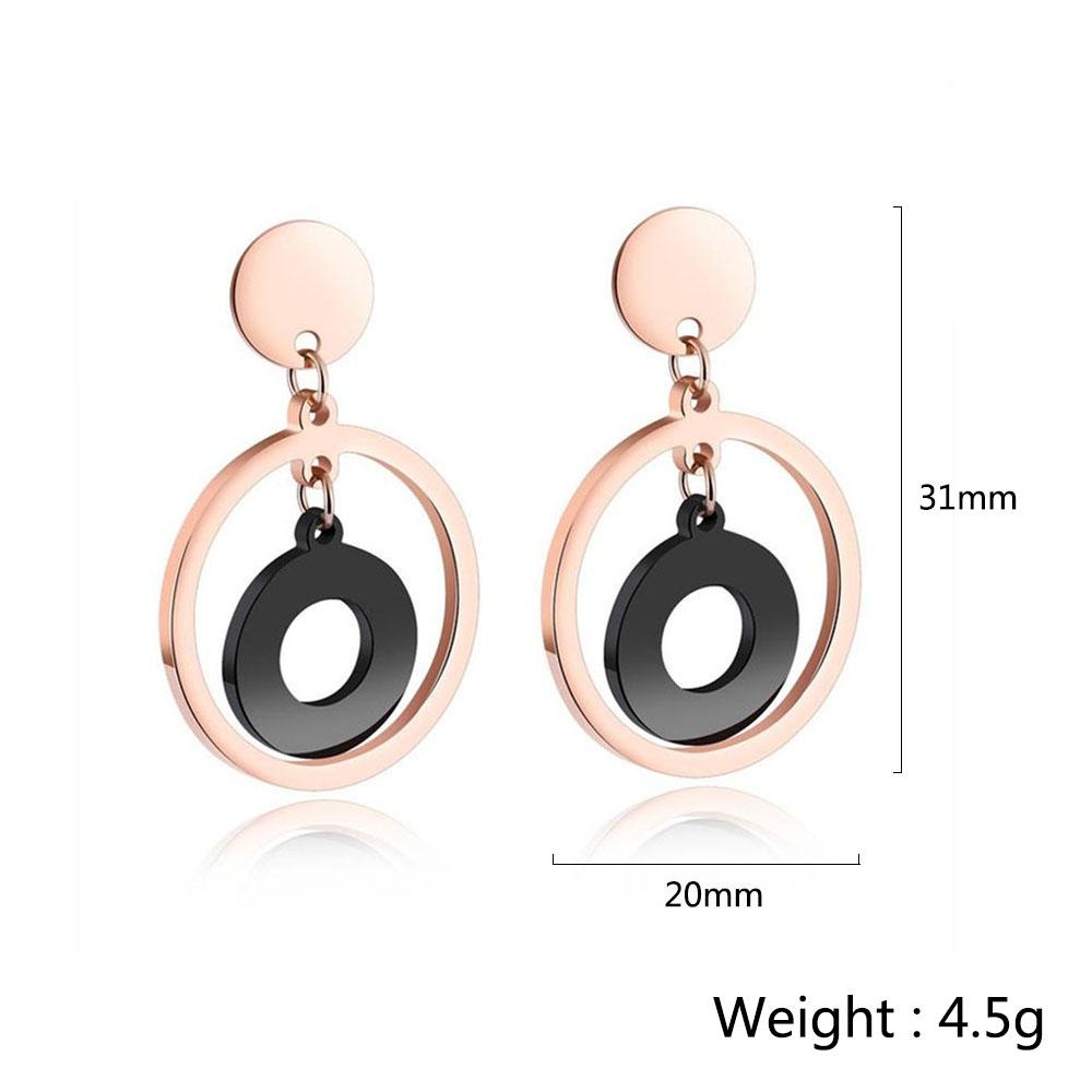 Acrylic Rose Gold Color Double Circle Stainless Steel Drop Earrings, Fashion Jewelry Ear Stud, Best Gift Option for Women-Customized Jewel