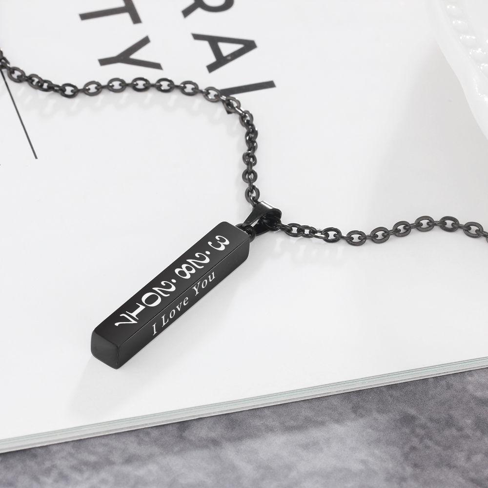 Personalized Stainless Steel Engrave 4 Names Pendant Necklace, Black Color Strip, Trendy Gift-Customized Jewel