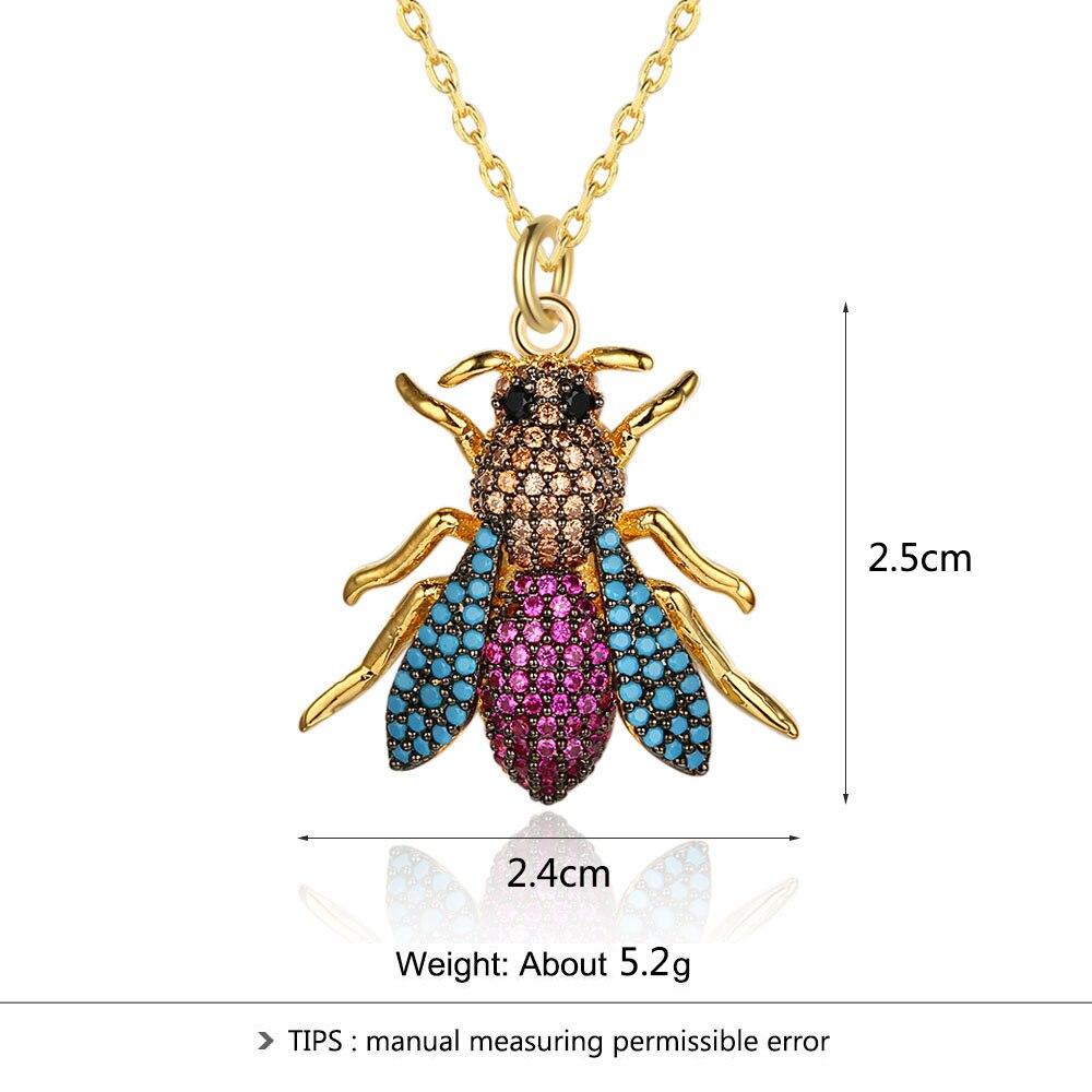 Women’s Crystal Bee Insect Pendant Necklace, Trendy Fashion Jewelry-Customized Jewel