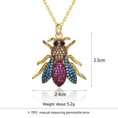 Women’s Crystal Bee Insect Pendant Necklace, Trendy Fashion Jewelry-Customized Jewel