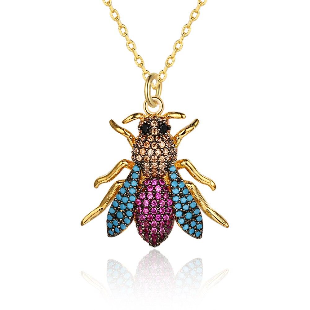 Women’s Crystal Bee Insect Pendant Necklace, Trendy Fashion Jewelry-Customized Jewel