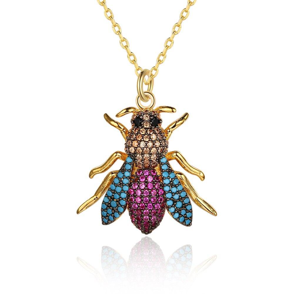 Women’s Crystal Bee Insect Pendant Necklace, Trendy Fashion Jewelry-Customized Jewel