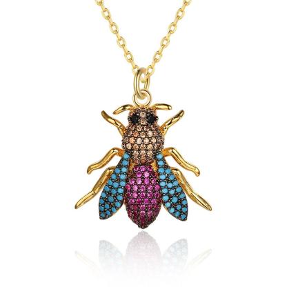 Women’s Crystal Bee Insect Pendant Necklace, Trendy Fashion Jewelry-Customized Jewel