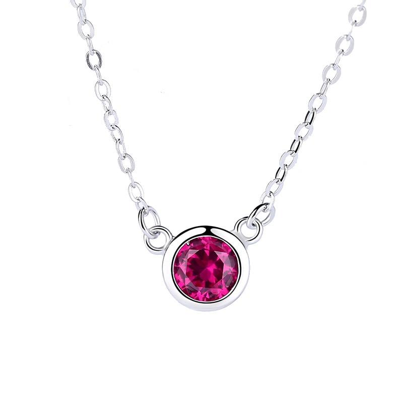 Romantic 925 Sterling Silver Necklace for Women with Rose Red Cubic Zircon Pendant, Trendy Jewelry for Girls-Customized Jewel