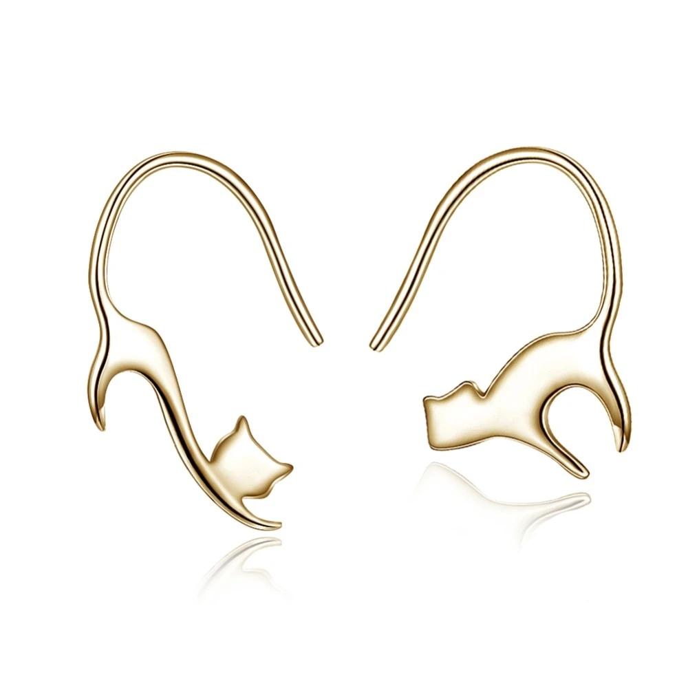 Trendy Fashion Jewelry Cute Cat Stud Earrings, Hypoallergenic Silver Color Metal, Jewelry Gift for Women-Customized Jewel