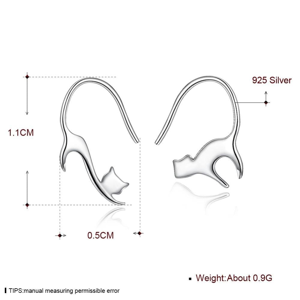 Trendy Fashion Jewelry Cute Cat Stud Earrings, Hypoallergenic Silver Color Metal, Jewelry Gift for Women-Customized Jewel