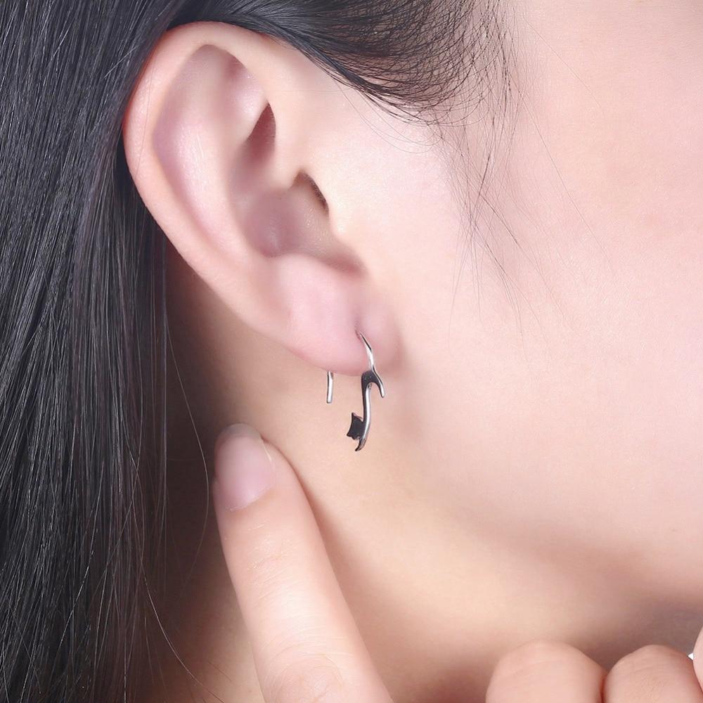 Trendy Fashion Jewelry Cute Cat Stud Earrings, Hypoallergenic Silver Color Metal, Jewelry Gift for Women-Customized Jewel