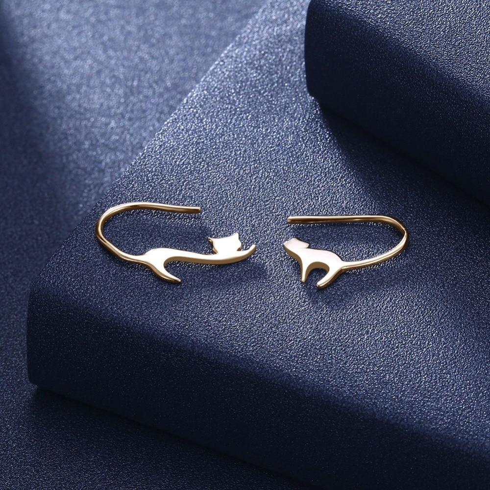 Trendy Fashion Jewelry Cute Cat Stud Earrings, Hypoallergenic Silver Color Metal, Jewelry Gift for Women-Customized Jewel