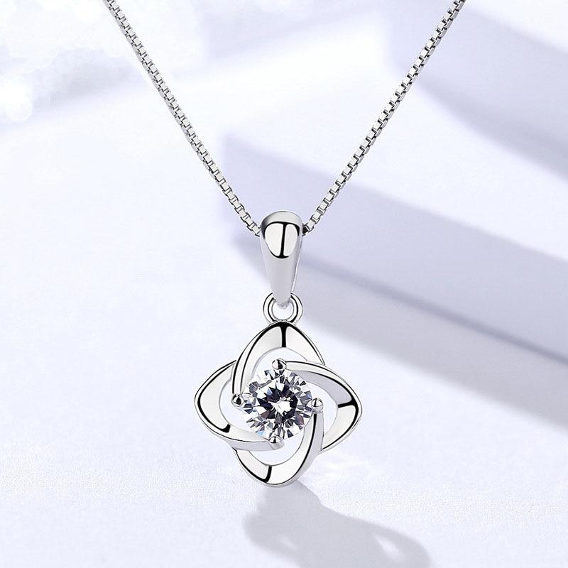 Trendy 925 Sterling Silver Women Necklace with Fashionable Flower Shape Pendant, Gift for Best Friend-Customized Jewel