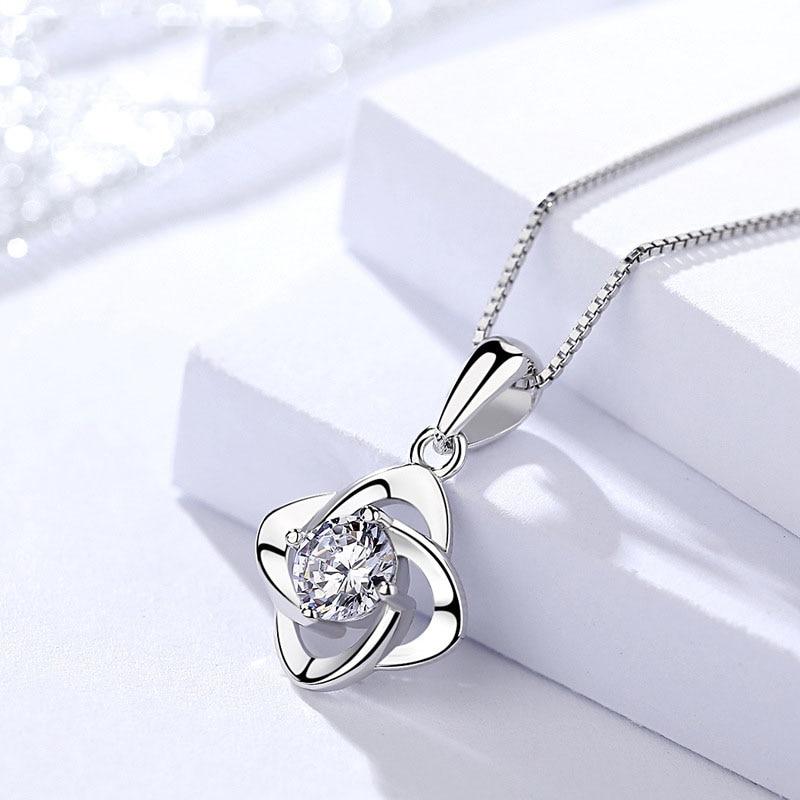 Trendy 925 Sterling Silver Women Necklace with Fashionable Flower Shape Pendant, Gift for Best Friend-Customized Jewel