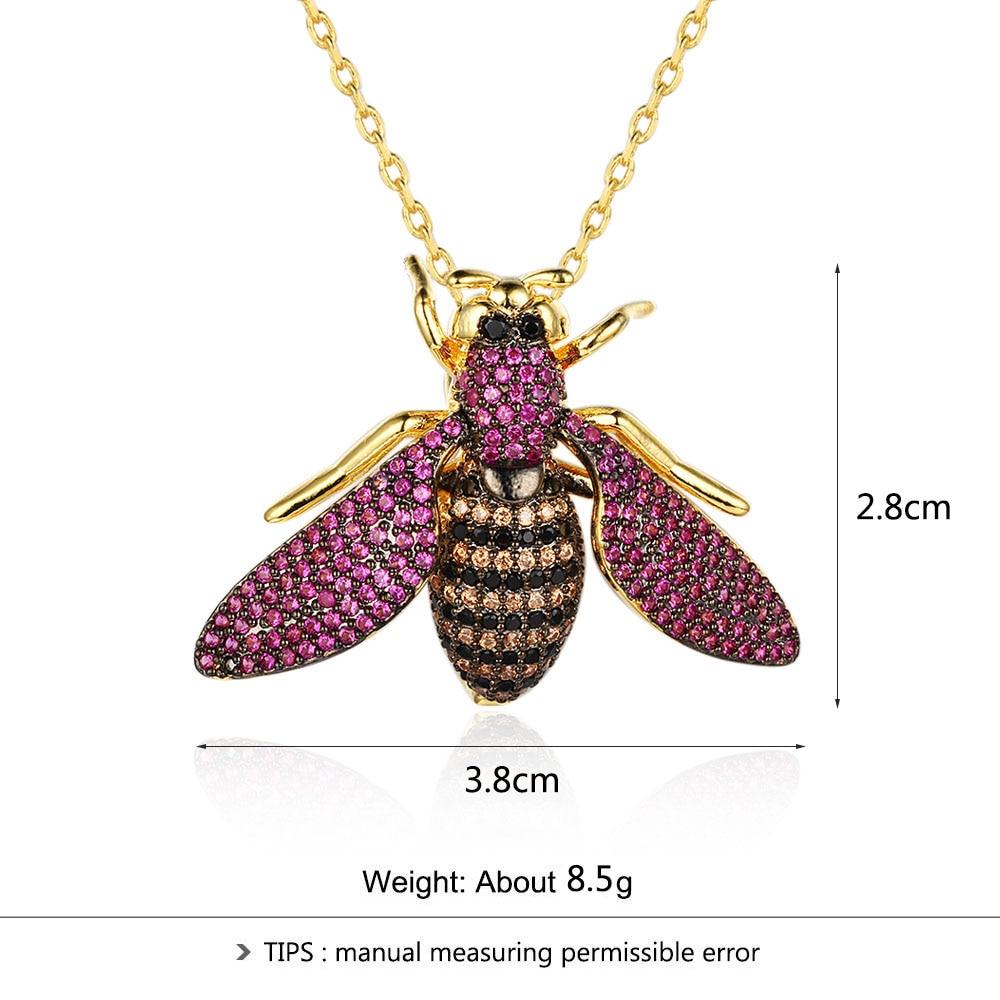 Cubic Zirconia Bee Insect Necklace & Pendants For Women Pins Fashion  Cute Jewelry-Customized Jewel