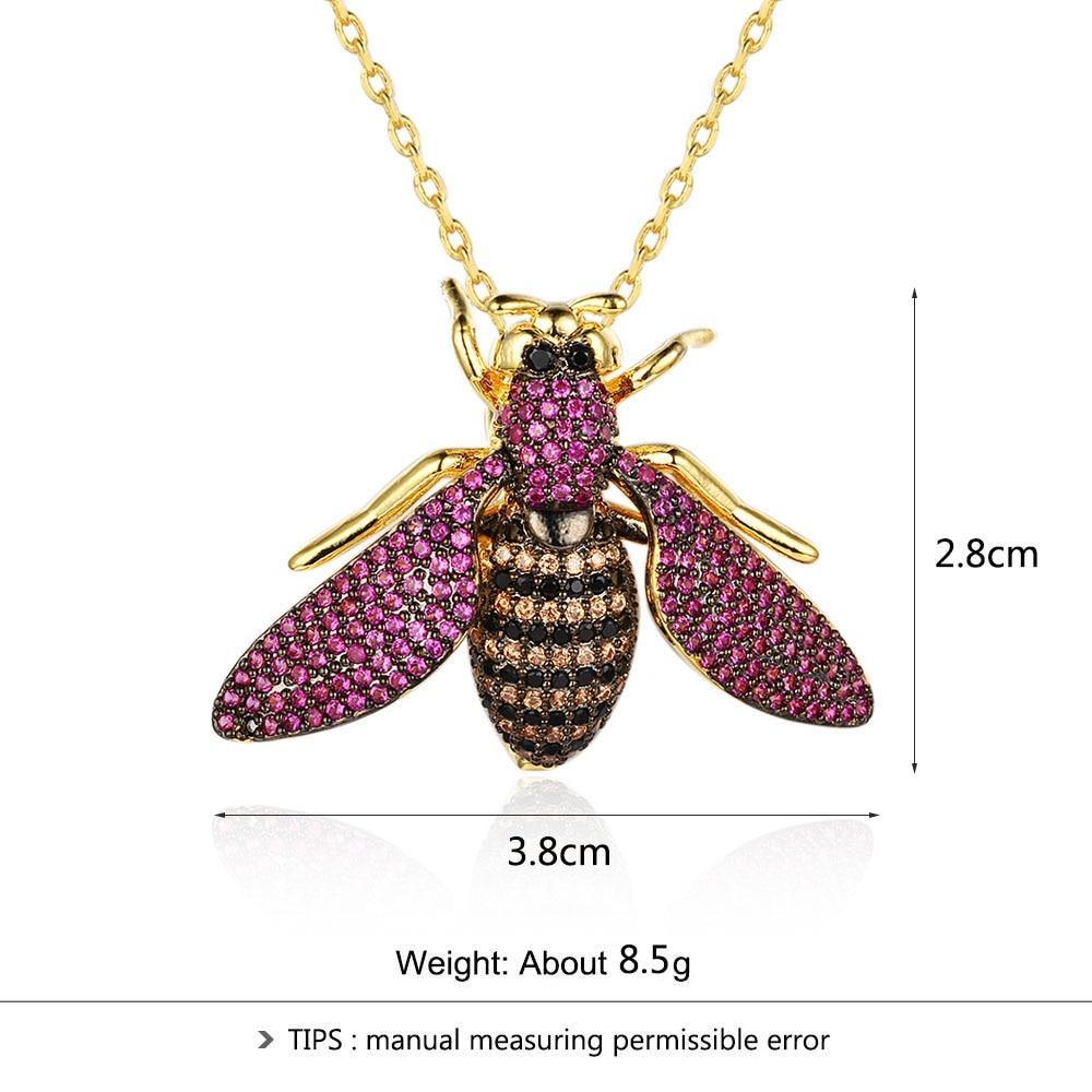 Cubic Zirconia Bee Insect Necklace & Pendants For Women Pins Fashion  Cute Jewelry-Customized Jewel