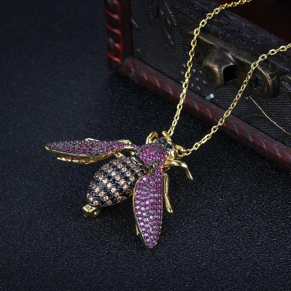 Cubic Zirconia Bee Insect Necklace & Pendants For Women Pins Fashion  Cute Jewelry-Customized Jewel