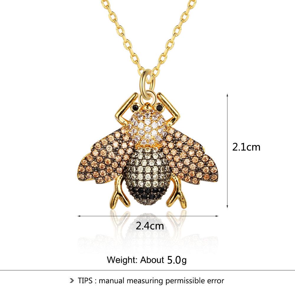 New Lovely Copper Little Bee Pendants Necklace Crystal Honey Necklace For Women Party Gifts Jewelry-Customized Jewel